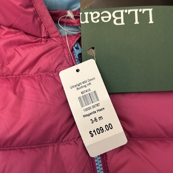NWT LL Bean Infants' Ultralight 650 Down Bunting in Pink - Picture 6 of 8